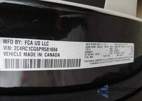 2023 Chrysler Voyager Lx from USA, damaged, VIN 2C4RC1CG6PR581694